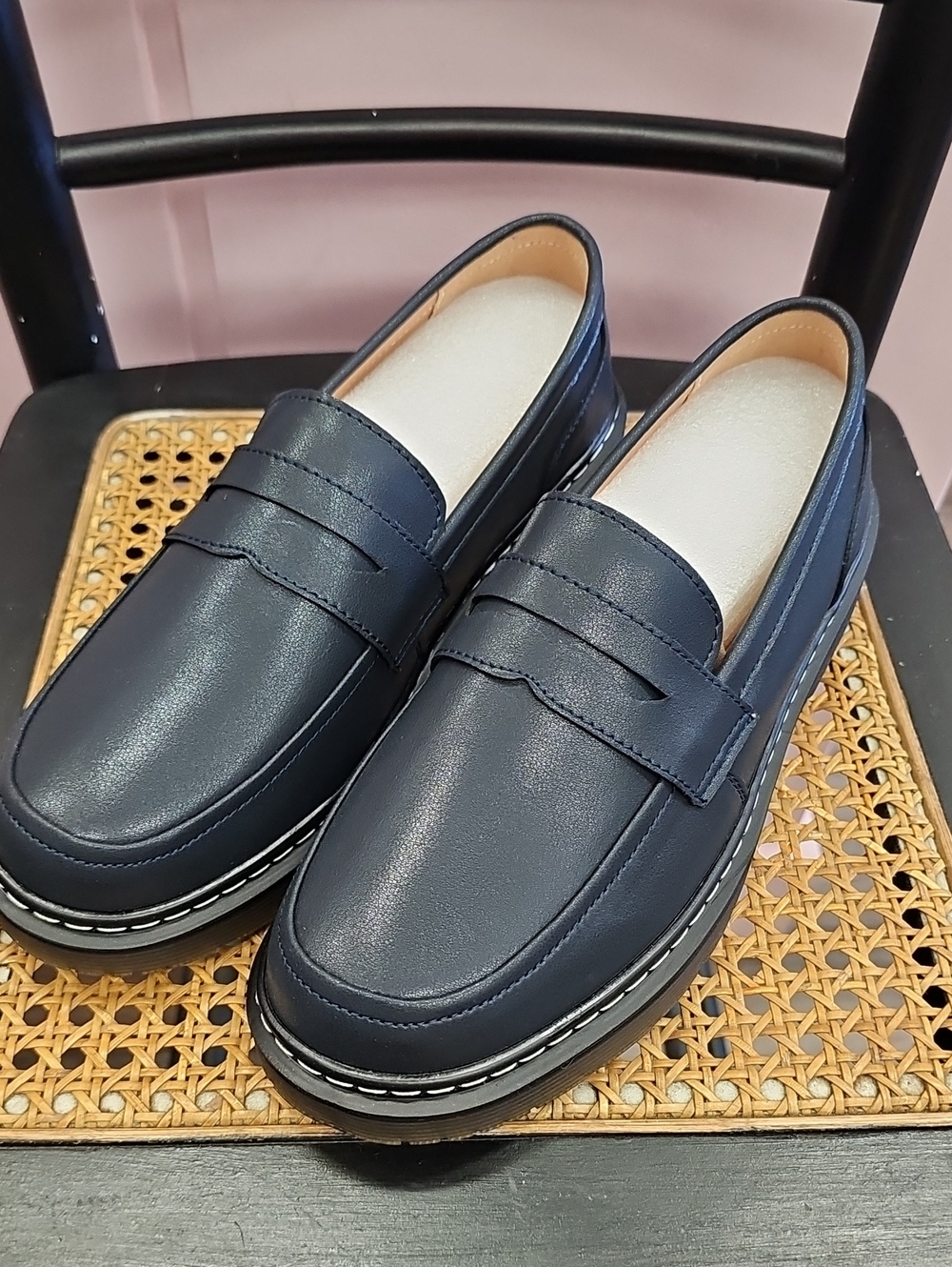 Classic Men’s Penny Loafers in Navy Blue